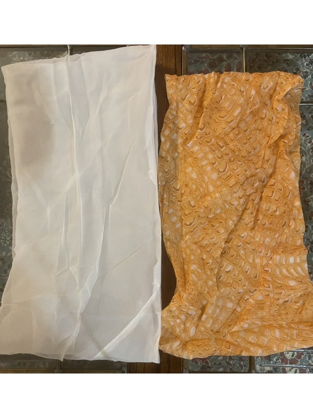 Scarfs Infinity Neck/Scarves (2) Wrap Geometric Rayon Japan Womens-white-orange